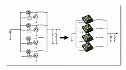 《圖二  iPOWIRTM智慧型電力區塊所簡化的多階段整流器電力階段簡化》