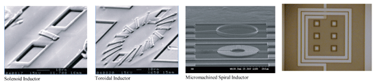 《圖二　利用CMOS-MEMS技術製作各式立體晶片電感器》