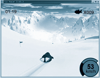 《圖九       TuxRacer是一套有趣的親子企鵝滑雪遊戲》