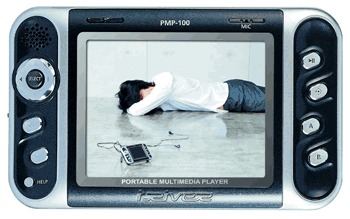 《圖五　iRiver是南韓最大的數位隨身聽業者，PMP-100系列即是使用Microsoft PMC作業系統而成的PMP，PMP-120使用20GB微型硬碟，PMP-140使用40GB。》