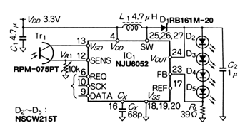 《圖十　利用NJU6052KN1 IC構成白光驅動電路》