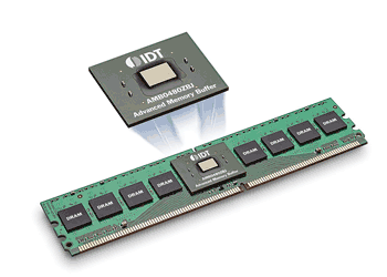 《图二 FB-DIMM主要是在既有的DIMM模块上加装一颗转化功用的AMB芯片》