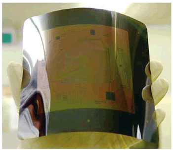 《图十一 庆应大学研发之金属基板上之多晶硅晶体管，利用SOG当闸极绝缘层与平坦化》