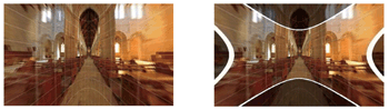 《图三 鱼眼修正影像—圆形（左边）与全幅（右边）》