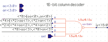《圖九　4轉16的行位址column decoder示意圖》