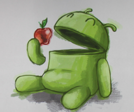 《图一 google在IO大会中直接呛明要吃苹果了。》