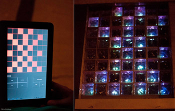 《图一 这个LED矩阵玻璃砖墙是由开放硬件组织「Hive13」所研发的，专门提供给开发者来使用》