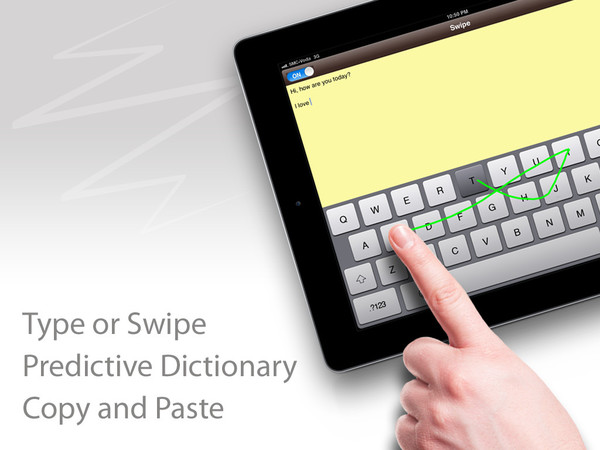 图三 : Swype输入平台结合了速划输入单词、智能联想输入单词、语音生龙键进行听写、指尖手写输入，改变人们输入本文的方式。