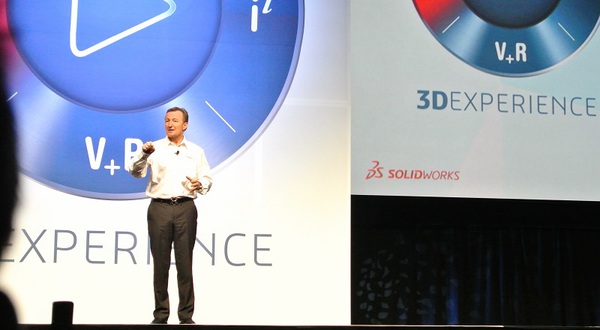 图一 : 达梭系统CEO Bernard Charles，也亲自到SWW 2014大会现场为SoildWorks站台。
