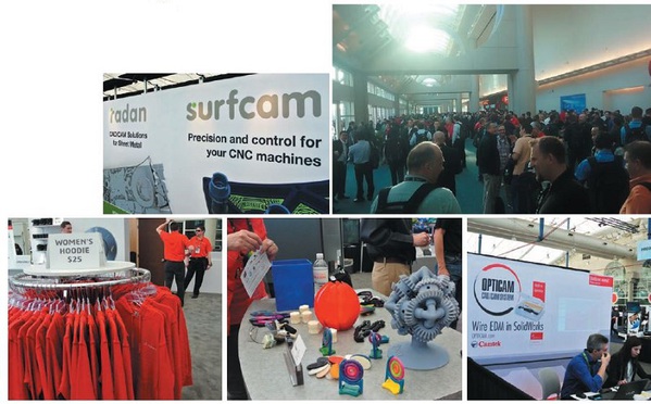 圖三 : 此次SWW 2014展覽業者，除了SolidWorks本身的解決方案外，其餘業者也橫跨了CAM、CAD、CNC與3D列印等應用領域，現場亦有販賣官方紀念T-Shirt。