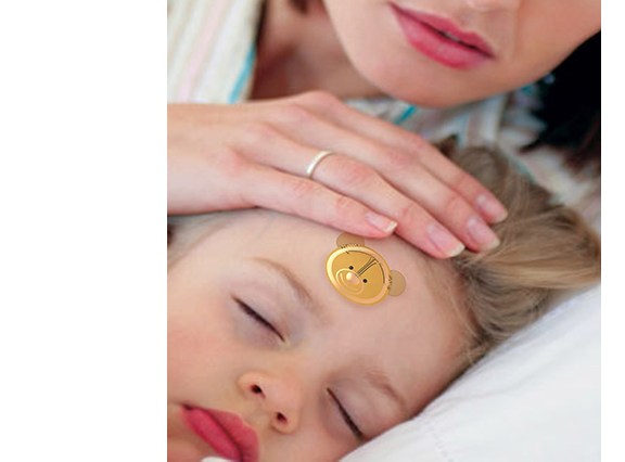 圖一 : VivaLnk所推出的eSkin Thermometer,以可愛的小熊圖案來呈現。(Source:www.vivalnk.com)