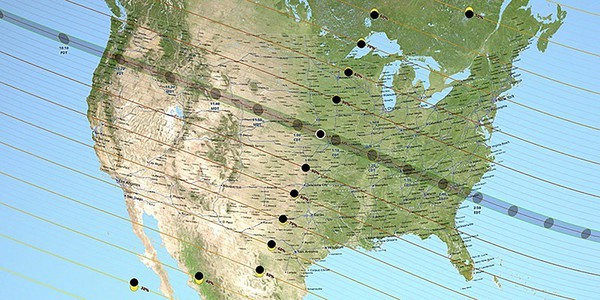 图一 : 日全蚀带横跨美国中部12大州