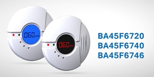 圖一 : Holtek全新CO/燃氣探測器專用MCU BA45F6720/6740/6746系列整合了CO/燃氣探測器AFE、2.2V/2.5V/3.0V LDO、溫度感測器與LCD/LED驅動顯示