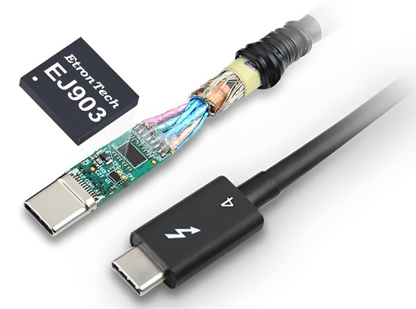 图三 : ??创USB Type-C E-Marker传输线控制ICEJ903通过USB-IF 40Gbps USB4与Intel Thunderbolt4认证。(source：??创)