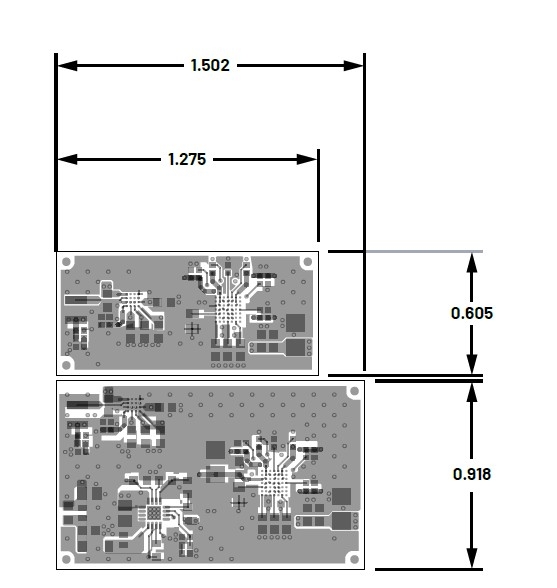 圖十一 : 使用SIMO PMIC作為電源解決方案的佈局示例。(上)單極性電源;(下)雙極性電源。