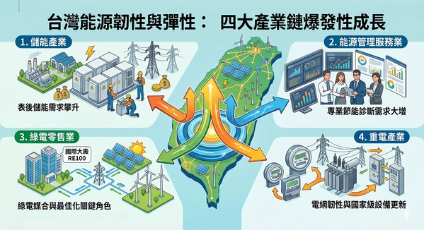 圖三 : 台灣能源韌性與彈性：四大產業鏈爆發性成長