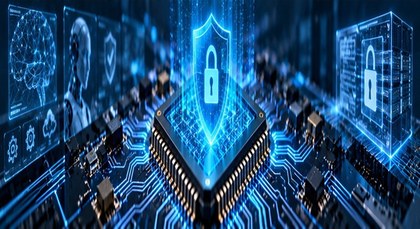 圖一 : 從Agent到Silicon，AI資安進入軟硬體建立四層防護架構新階段。