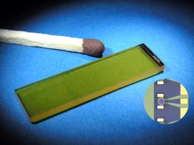 「聚合电子」的芯片中包括一个微型的分光器，微细的电路则是塑化物做成的。( Source: Fraunjofer HHI)