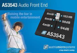 奧地利微電子推出第四代音頻前端AS3543