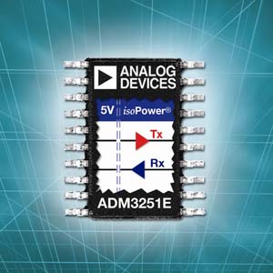 ADI公司的ADM3251E整合介面元件提供信號與電源隔離，並具有更小的外形尺寸，適合HVAC、工業以及醫療應用。（來源：廠商）