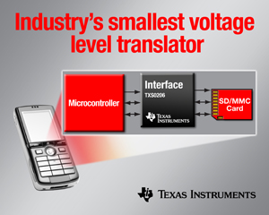 TI推出微小型、高整合度SD/MMC 电压位准转换组件