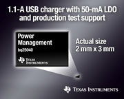 TI微型電源電路有效簡化USB電池充電器設計