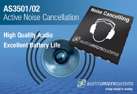 奥地利微电子发表高整合主动噪音消除解决方案
