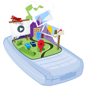 Android應用框架正在智慧型手機、Netbook、PND以及更多類型的行動裝置上大放異彩，圖為Open Handset Alliance對於Android發展前景的想像圖。