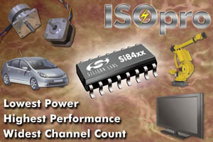 ISOpro系列推出业界首个6信道隔离器，针对I2C、SMBus和PMBus应用提供最高双向数据传输率方案。