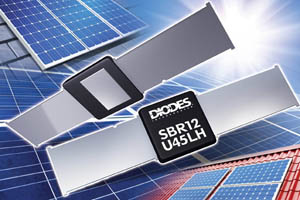 Diodes推出額定電流為12A的SBR12U45LH超級勢壘整流器，其最大的封裝高度僅0.75毫米，可焊接於太陽能電池板內。