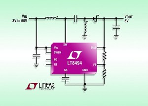 LT8494可針對SEPIC結構以高達60V的輸入電源電壓操作，而針對升壓和反馳式架構則高達32V，以提供ride-through保護。