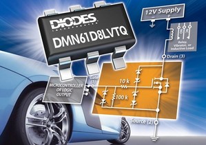 全新DMN61D8LVTQ TSOT-26雙通道電感負載驅動器適用於汽車電感負載開關應用，包括窗戶、門鎖、天線繼電器、螺線管及小型直流馬達。