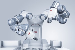 瑞士工业机器人大厂ABB首度参与COMPUTEX台北国际电脑展，现场将展出全球第一款人机协作双臂机器人─YuMi。