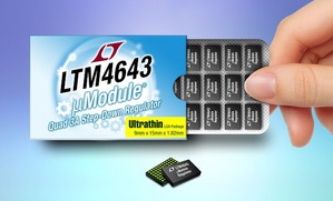 凌力爾特可配置為四組、三組、雙組或單組輸出的12A 超薄μModule 穩壓器能置於 PCB 背面