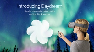 Daydream View頭戴式顯示器須搭配智慧型手機使用，且其配有攜帶式控制器，以控制遊戲中的場景。