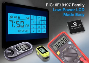 PIC16F19197微控制器系列適用於電池供電整合LCD驅動器、核心獨立周邊及智慧類比功能。
