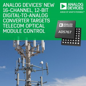 ADI推出高整合度16通道數位類比(D/A)轉換器AD5767和AD5766