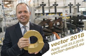 表彰创新拖链应用的vector奖进入第六届。颁奖典礼将在2018年汉诺威工业展上举行。（来源：igus GmbH）