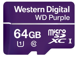 Western Digital WD Purple microSD記憶卡專為24小時7天不間斷捕捉監控影像進行優化設計，值得監控系統操作人員安心信賴。