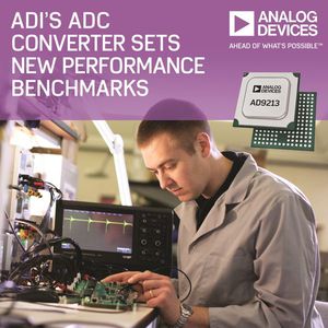 ADI 12位元10.25-GSPS射頻ADC為儀器及通訊應用樹立新性能標準。