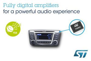 意法半导体数位输入音讯放大器整合汽车诊断功能，为具安全性的汽车提供绝隹音讯品质。