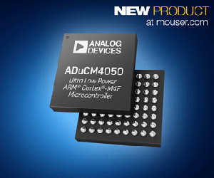 Mouser Electronics（貿澤電子）即日起開始供應Analog Devices的ADuCM4050微控制器