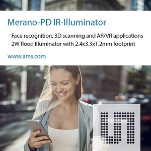 艾迈斯推出IR镭射泛光照明器为行动设备中的3D光学感测进行最隹化