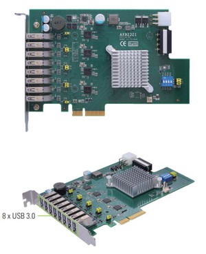 艾訊視覺檢測專用USB 3.0影像擷取卡AX92321
配備4組獨立控制器