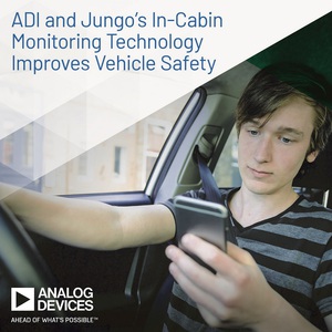 Analog Devices, Inc.(ADI)宣佈與Jungo合作，共同開發基於飛時測距(ToF)和2D紅外線(IR)技術的攝影機解決方案，以實現車內駕駛員及座艙監測。
