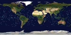 福卫七号6枚卫星抵任务轨道时每100分钟可提供之资料分布图