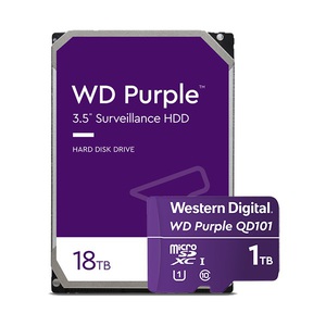 全新WD Purple 18TB HDD、WD Purple microSD记忆卡1TB及全天候串流工作负载量认证软体组合，提供录影机、智慧摄影机、具深度学习功能的网路摄影机与影像分析应用程式所需容量、效能及耐写度