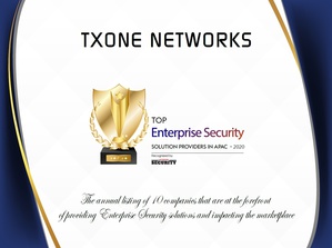 TXOne Networks（睿控网安）日前也宣布荣获2020年亚太区10大最隹企业资安解决方案提供者，将全力帮助工控资安数位转型。