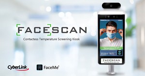 訊連科技FaceMe攜手美國FaceScan 打造非接觸防疫門禁一體機，一秒內完成刷臉打卡與體溫測量。