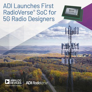 ADRV9040是新RadioVerse SoC系列中的首款產品。其提供8個頻寬為400MHz的發送和接收通道，整合先進的數位訊號處理功能。